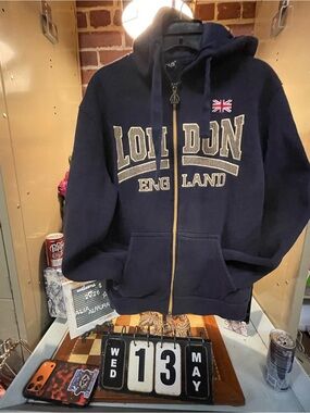 London England zip up jacket